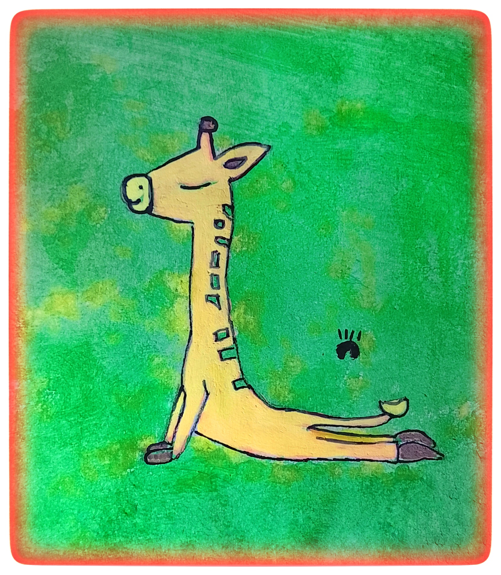 Giraffa zen di Prosdocimi: asta comica dell'opera "Yoga ad alta quota"